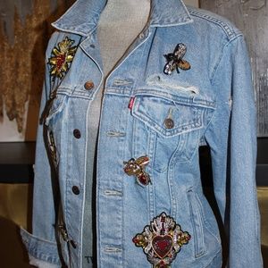 V-Neck Jacket with Crystal Details